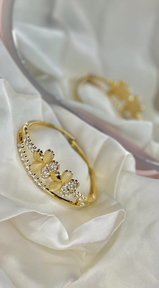 Gold Plated Flower Cuff Bracelet