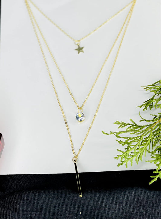 Dainty Layered Gold Plated Star Tone Pendant